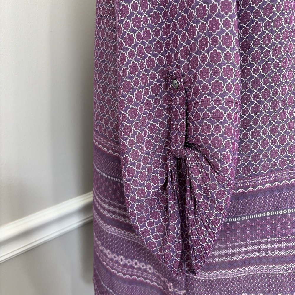 Kim Rogers Women's V-Neck 3/4 Sleeve Top Size 1X Purple Floral Classic Office‎ - Picture 8 of 9